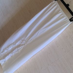 White Maxi lace slit slip elastic waist S